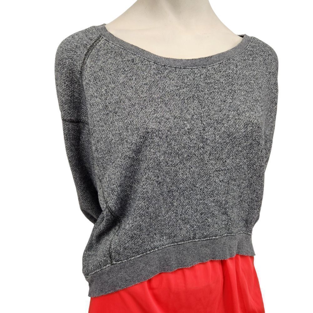 Converse Women's Yoga Top Size XL Gray Long Sleeves Boxy Fit Lagenlook